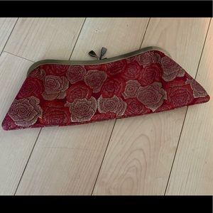 Red satin evening purse